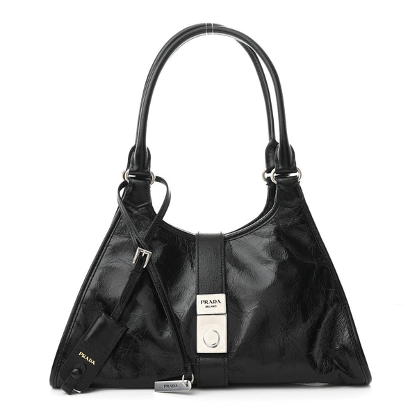 PRADA プラダ Prada Glossy Calfskin Medium Tote Bag Black 1745749 – FASHIONPHILE