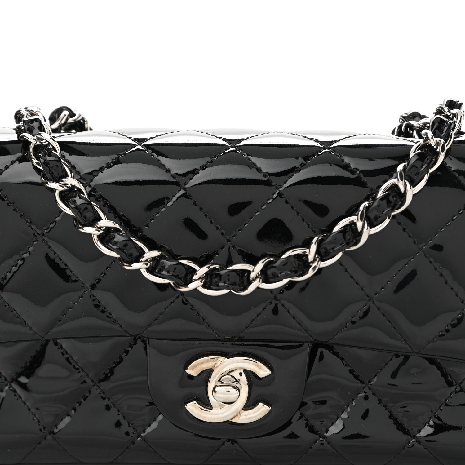 Chanel Patent Calfskin Quilted Mini Rectangular Flap Black 8 of 10