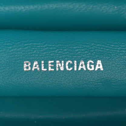 Balenciaga Satin Pearl Shell Clutch Bag Turquoise 6 of 12