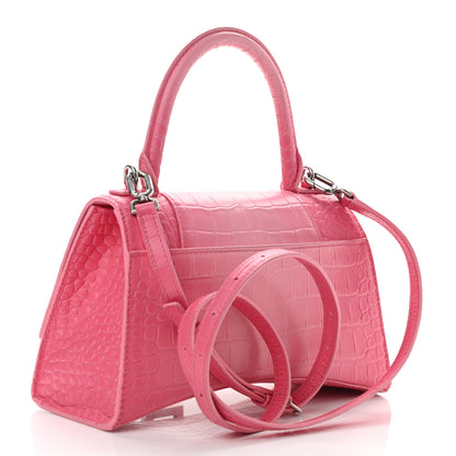 Balenciaga Calfskin Crocodile Embossed Degrade Small Hourglass Top Handle Bag Sweet Pink 3 of 12