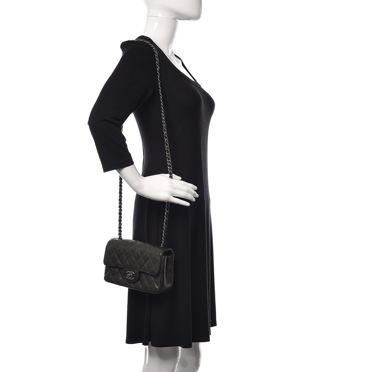 Chanel Caviar Quilted Mini Rectangular Flap Charcoal 2 of 11