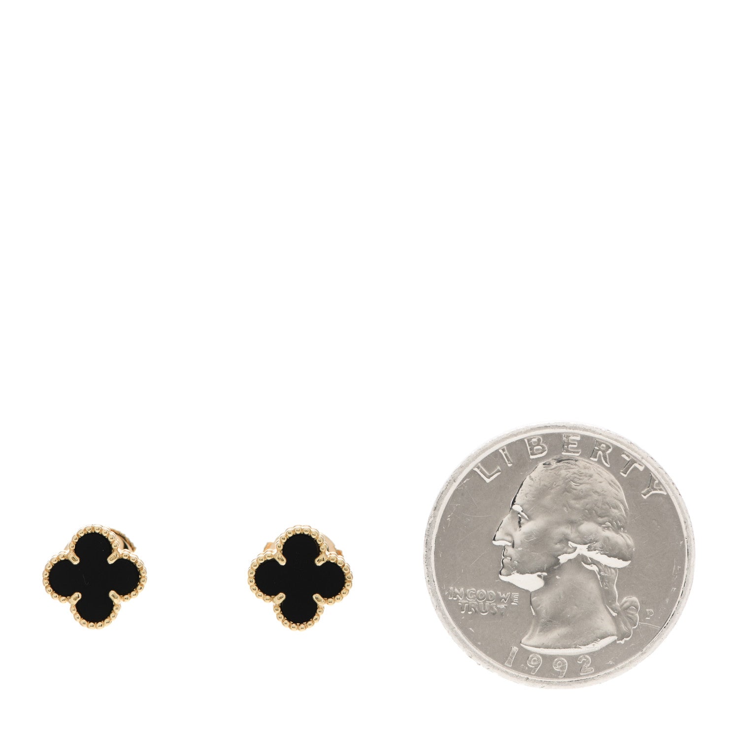 Van Cleef & Arpels 18K Yellow Gold Black Onyx Sweet Alhambra Earrings 2 of 5