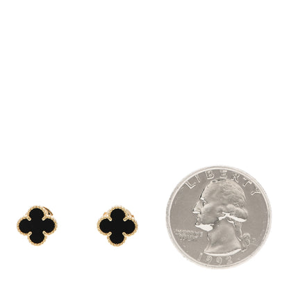Van Cleef & Arpels 18K Yellow Gold Black Onyx Sweet Alhambra Earrings 2 of 5