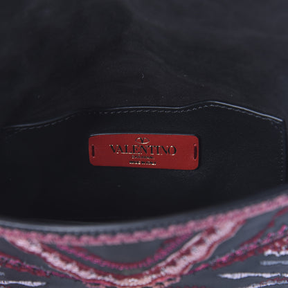 Valentino Garavani Calfskin Embroidered Small Demilune Crossbody Bag Black 6 of 8