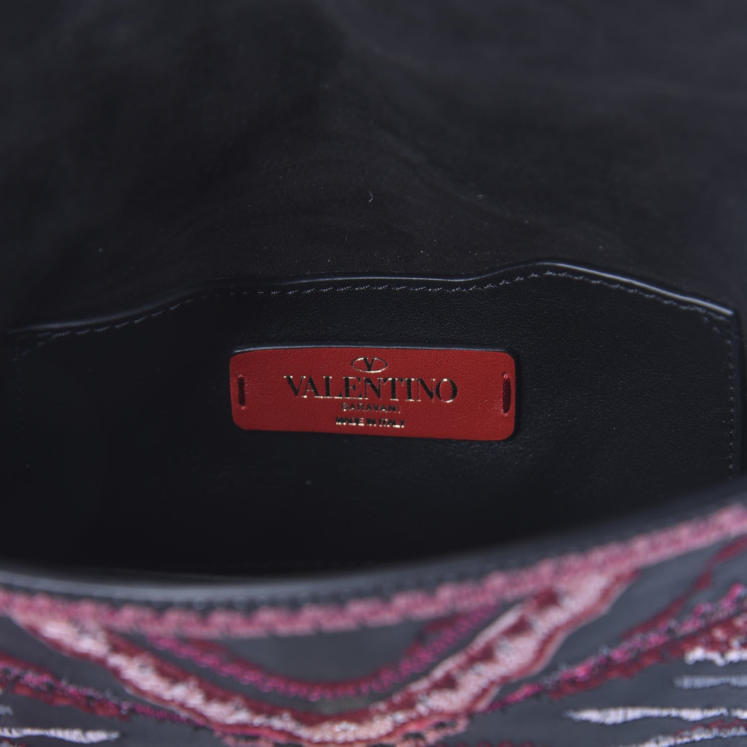 Valentino Garavani Calfskin Embroidered Small Demilune Crossbody Bag Black 6 of 8