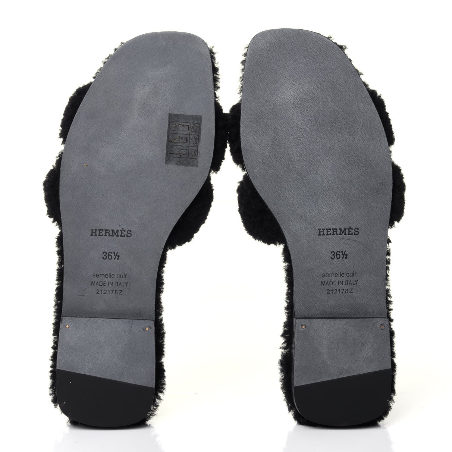 Hermes Woolskin Oran Sandals 36.5 Black 7 of 10