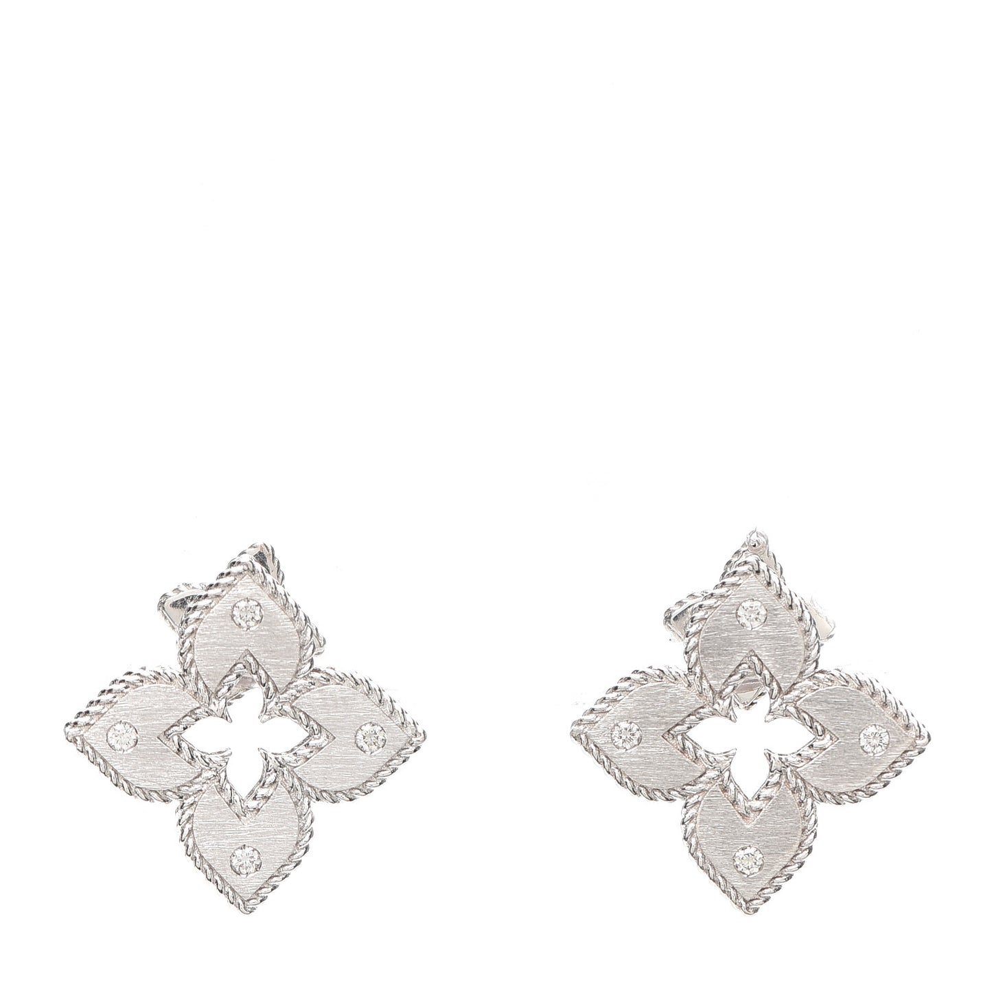 18K White Gold Diamond Venetian Princess Stud Earrings