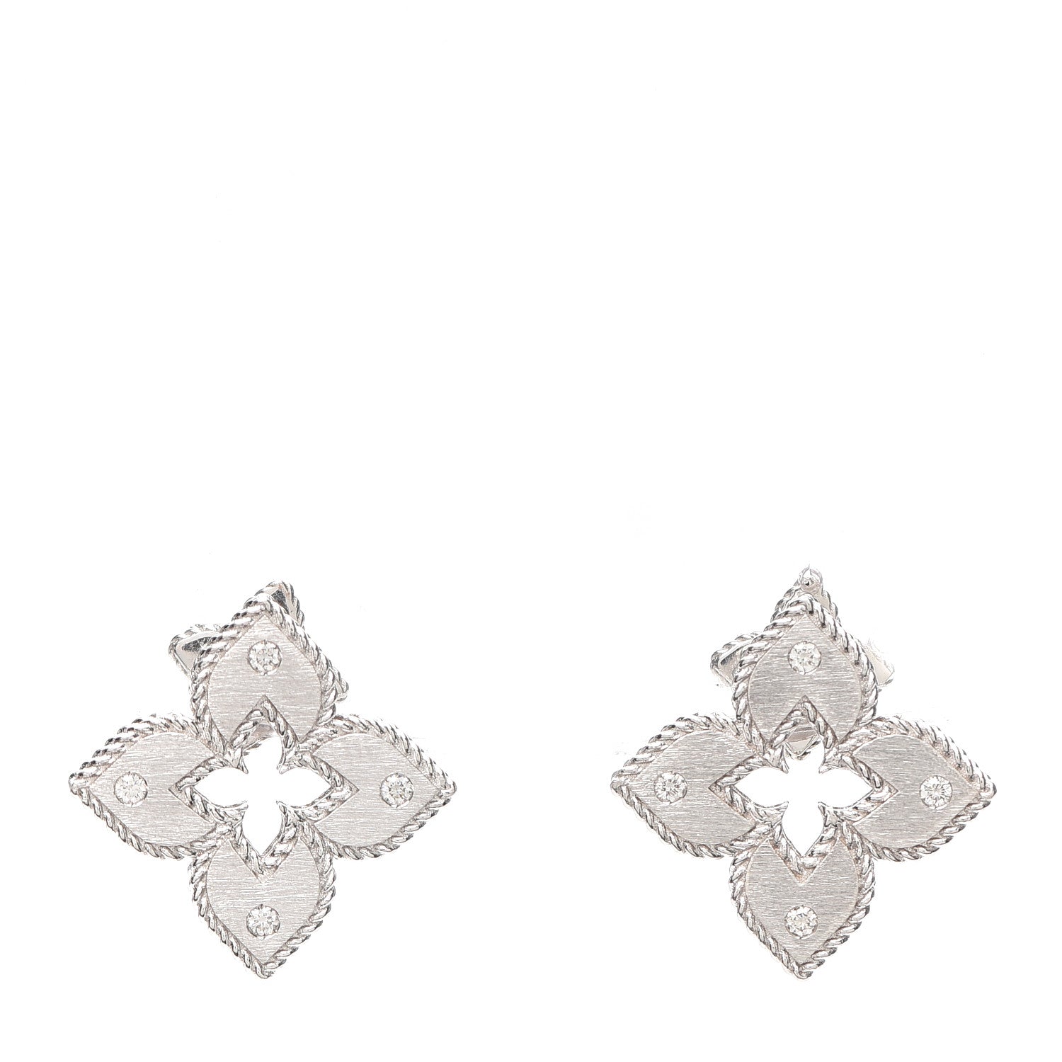 Roberto Coin 18K White Gold Diamond Venetian Princess Stud Earrings 1 of 4