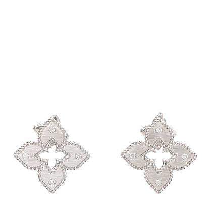Roberto Coin 18K White Gold Diamond Venetian Princess Stud Earrings 1 of 4