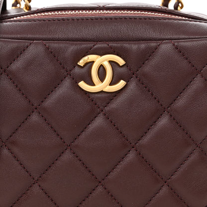Chanel Lambskin Quilted Mini Wenge Wood Bowling Bag Burgundy 8 of 10