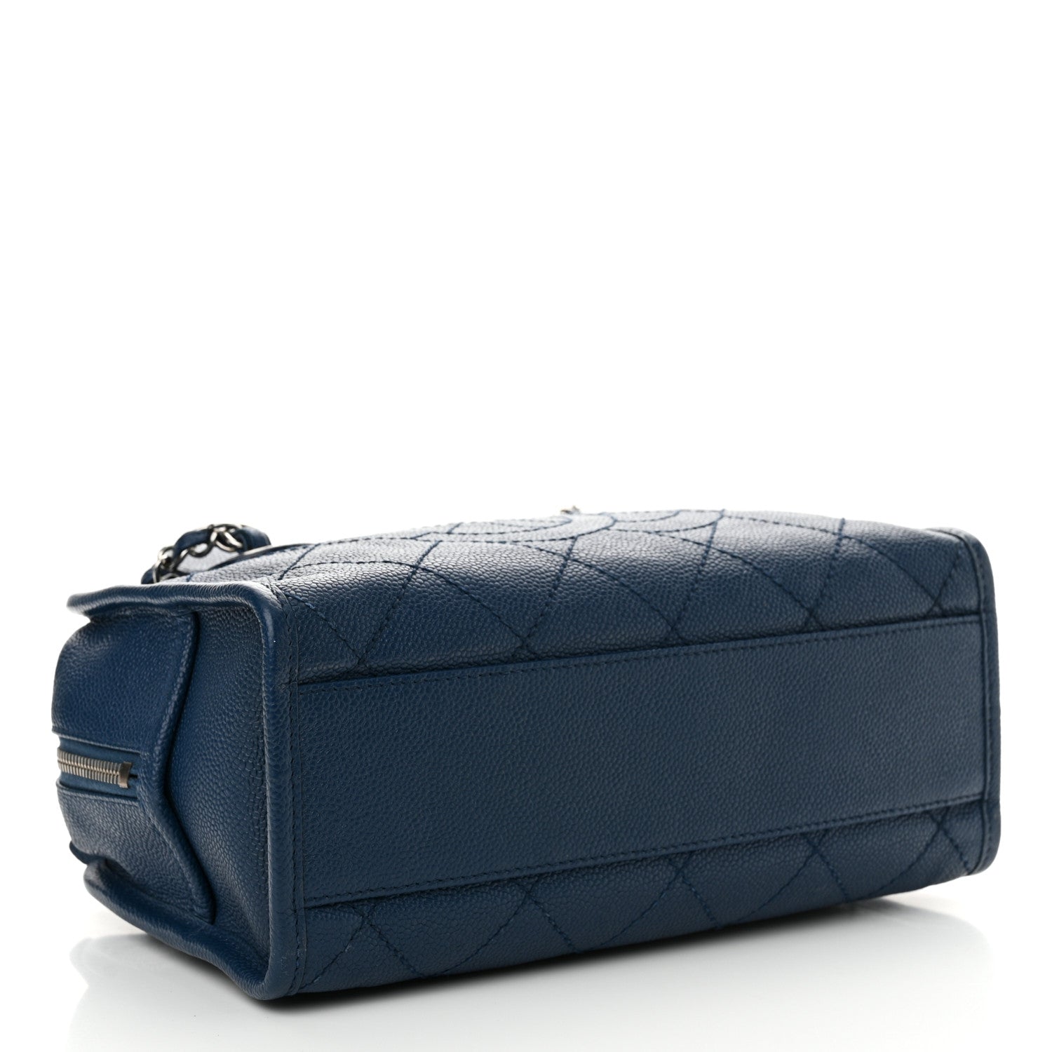 Chanel Caviar Quilted Small Deauville Bowling Bag Blue 4 of 14