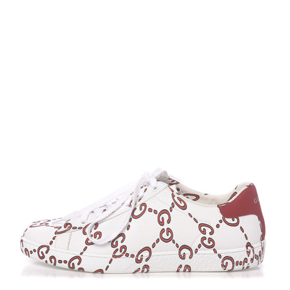Gucci Calfskin GucciGhost Print Womens Ace Sneakers 38.5 White Hibiscus Red 1 of 14