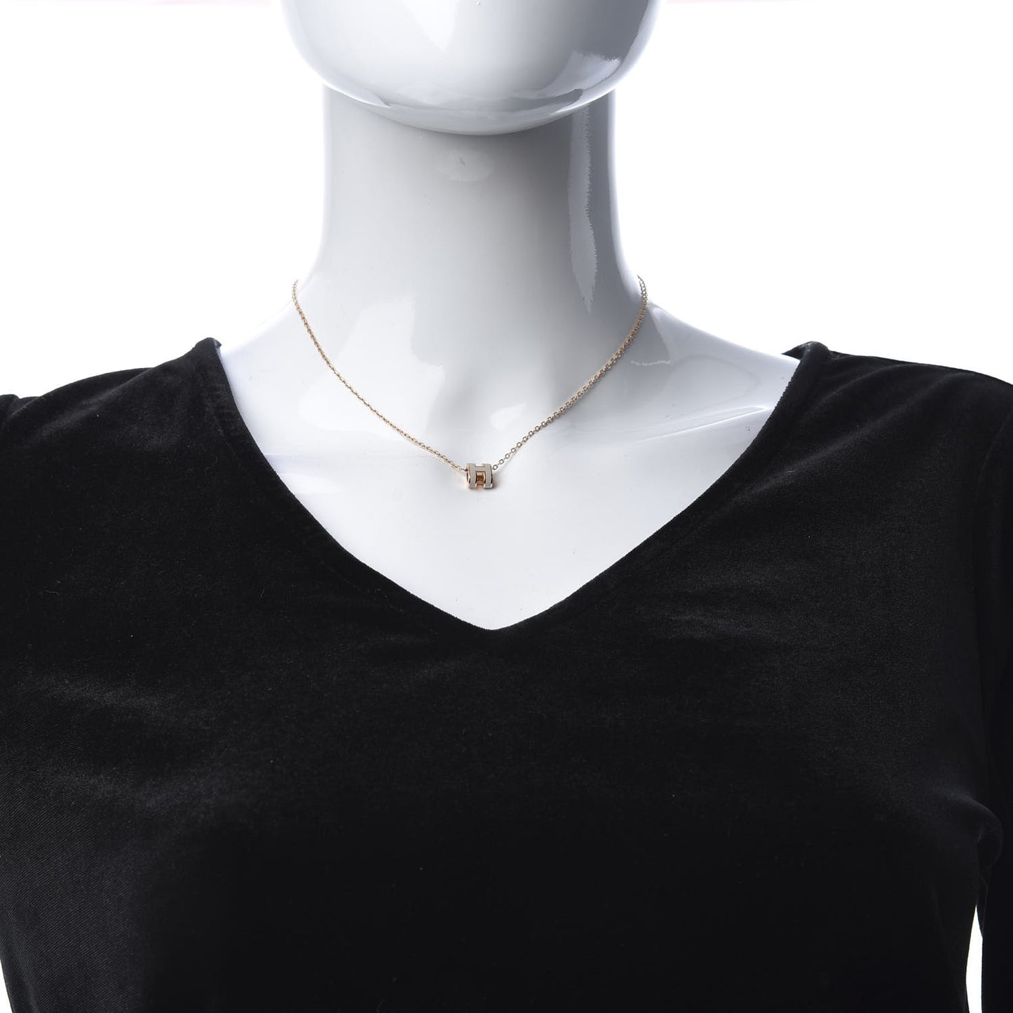 Lacquered Rose Gold Pop H Pendant Necklace Marron Glace