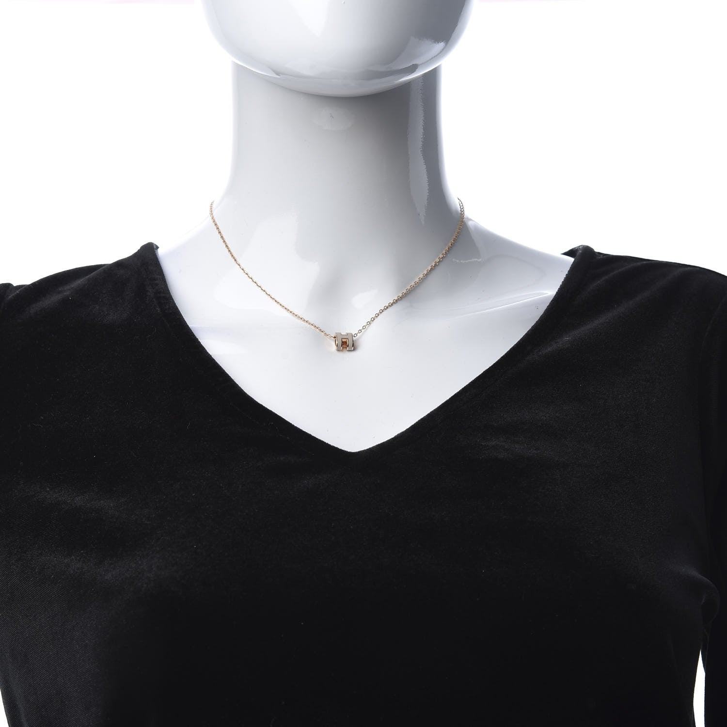 Hermes Lacquered Rose Gold Pop H Pendant Necklace Marron Glace 2 of 5