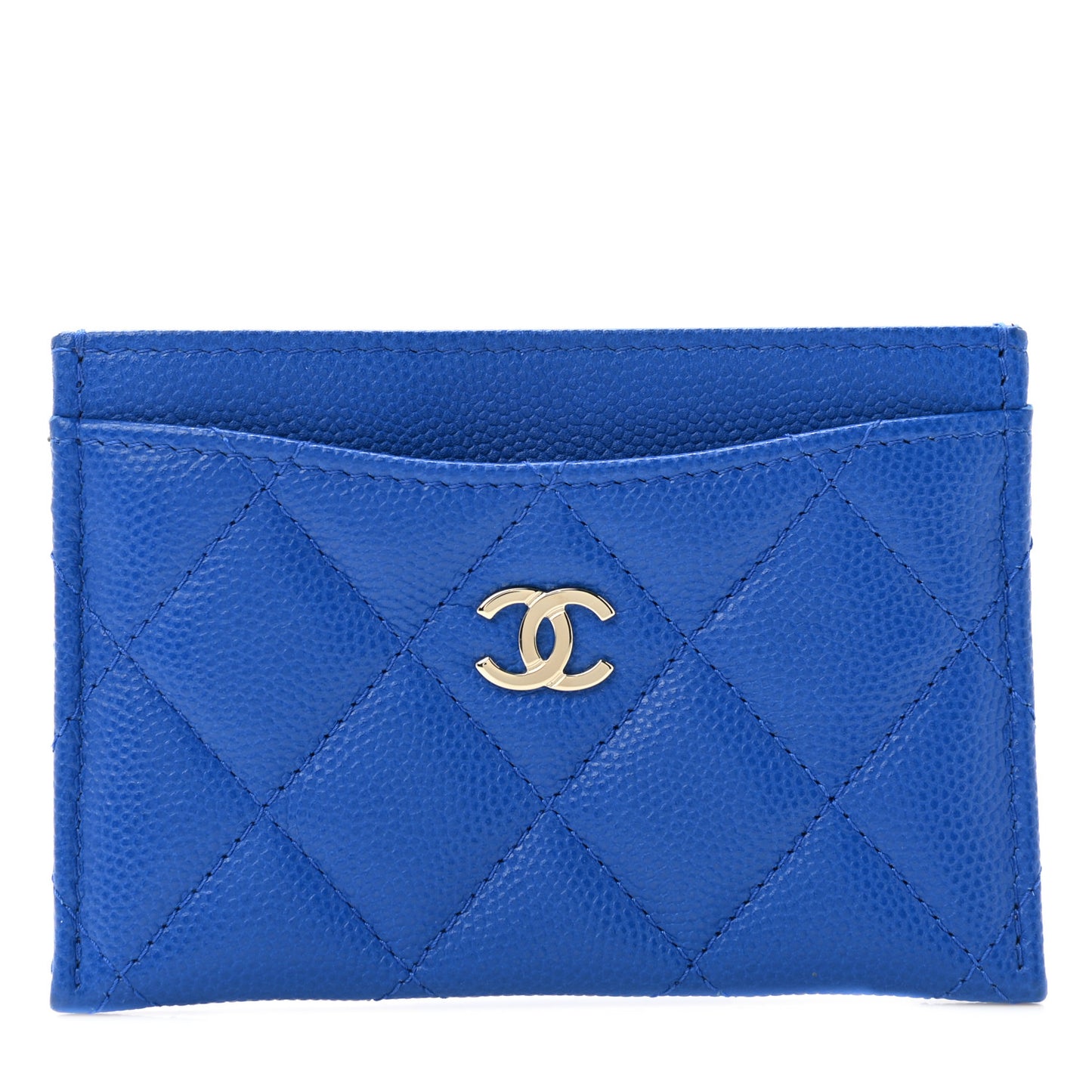 Caviar Quilted Card Holder Blue