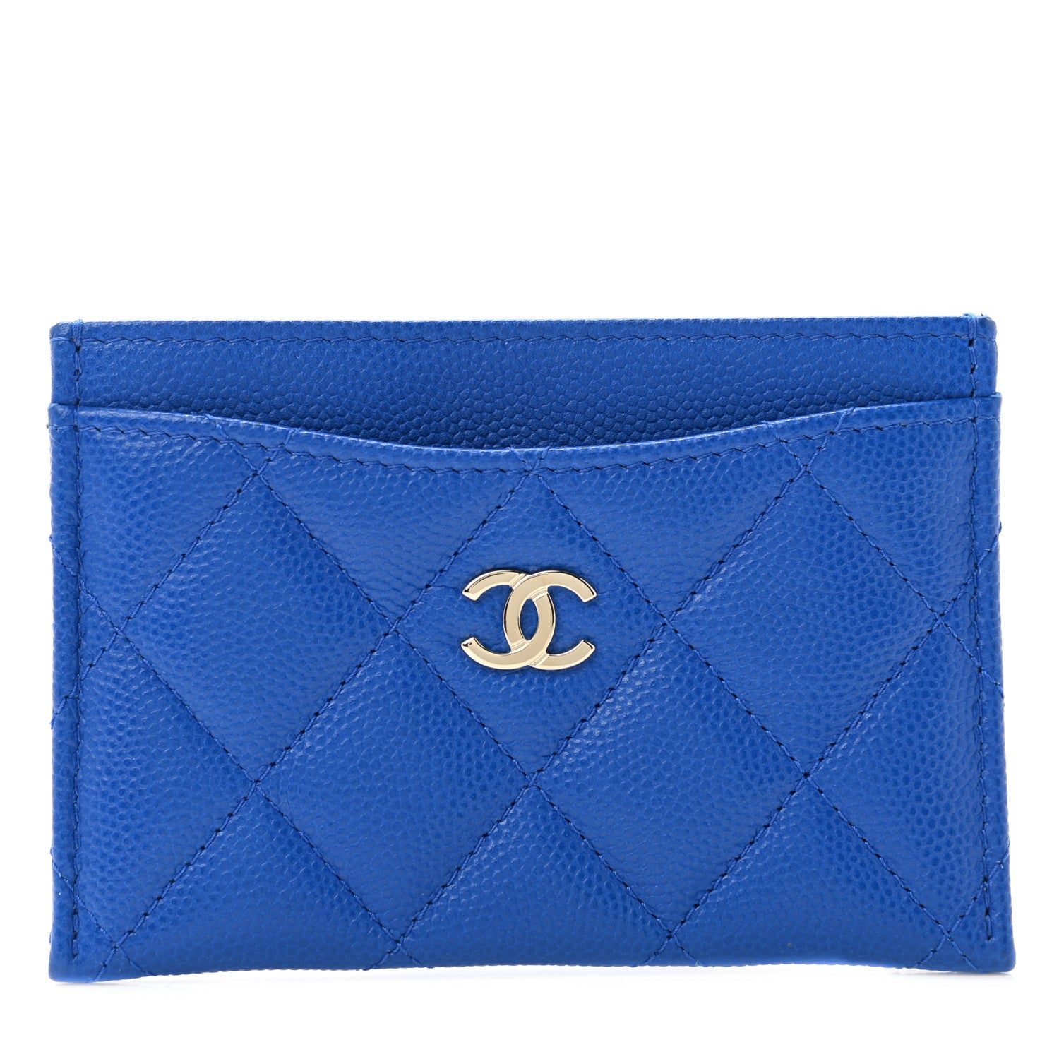 Chanel Caviar Quilted Card Holder Blue 1 of 9