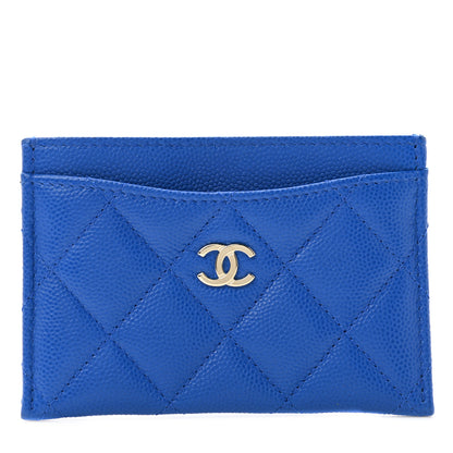 Chanel Caviar Quilted Card Holder Blue 1 of 9
