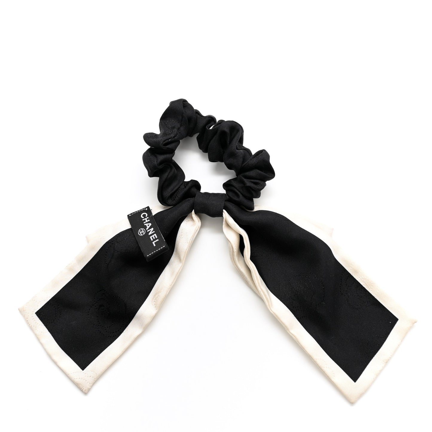 Silk Hair Tie Black Ivory