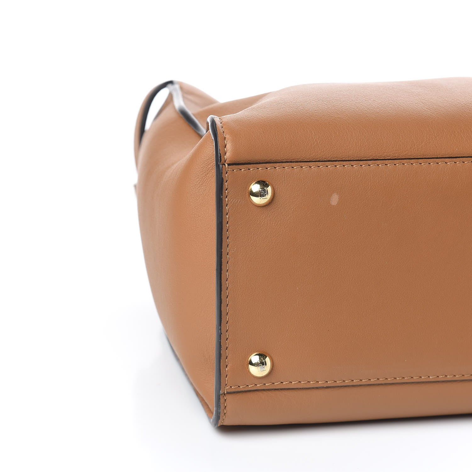 Fendi Vitello Seta Light Century Shearling FF 1974 Medium Peekaboo X-Lite Nocciolo Ebano Tobacco 6 of 12