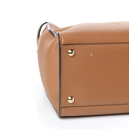 Fendi Vitello Seta Light Century Shearling FF 1974 Medium Peekaboo X-Lite Nocciolo Ebano Tobacco 6 of 12
