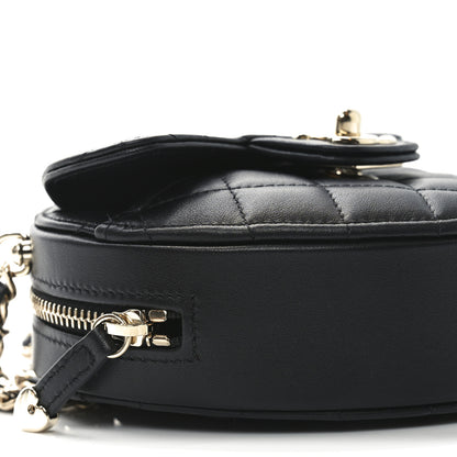 Chanel Lambskin Quilted CC In Love Heart Waist Belt Bag With Chain Black 8 of 10