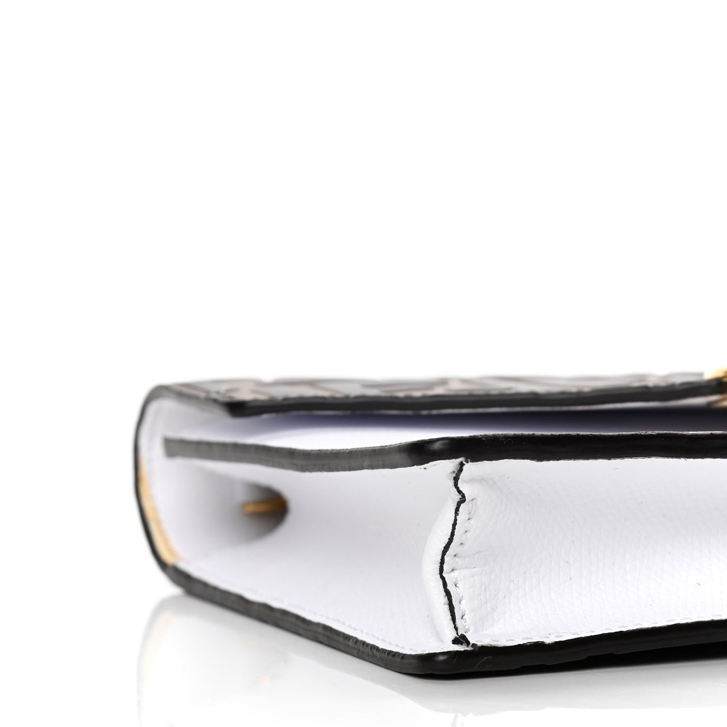 Vitello Cruise F is Fendi FF 1974 Embossed Medium Envelope Wallet On Chain Optical White Maya Black