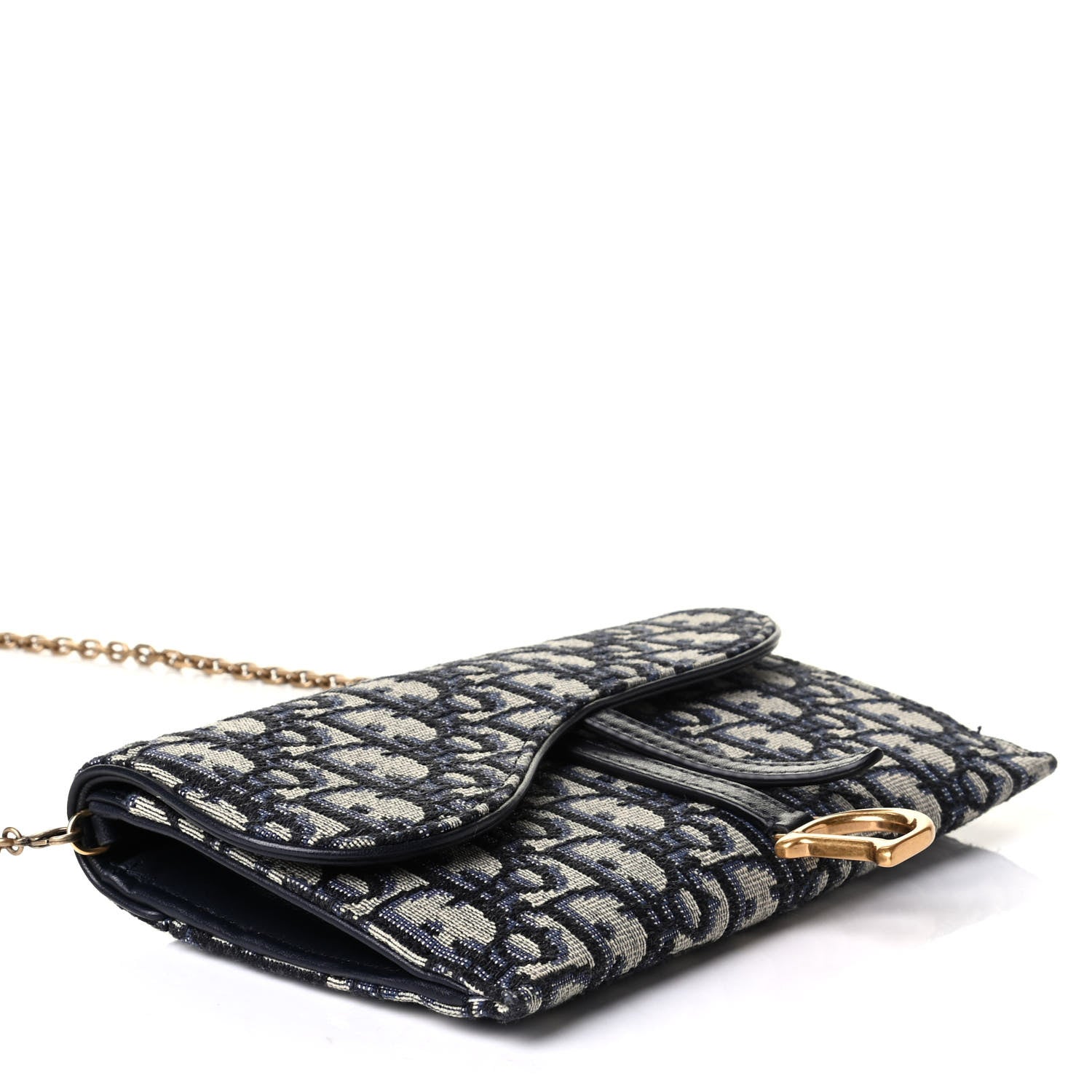Christian Dior Oblique Saddle Chain Long Wallet Blue 3 of 8