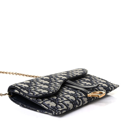 Christian Dior Oblique Saddle Chain Long Wallet Blue 3 of 8
