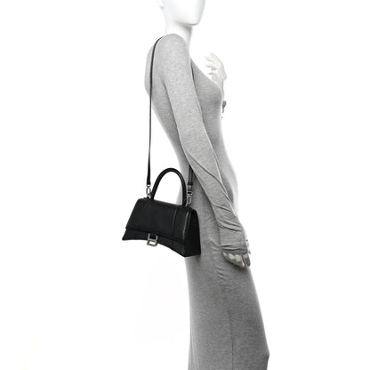 Balenciaga Grained Calfskin Small Hourglass Top Handle Bag Black 2 of 11