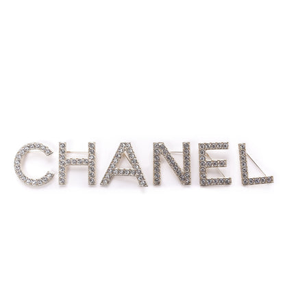 Chanel Crystal Cha-Nel Logo Brooch Set Gold 1 of 5