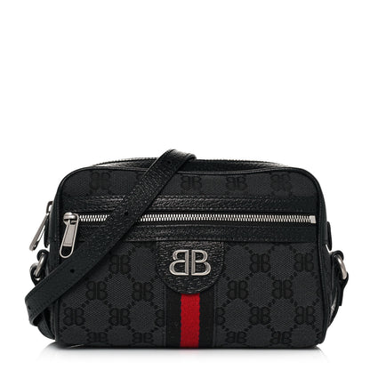 Gucci X BALENCIAGA BB Monogram Web Mini Ophidia Shoulder Bag Black 1 of 13