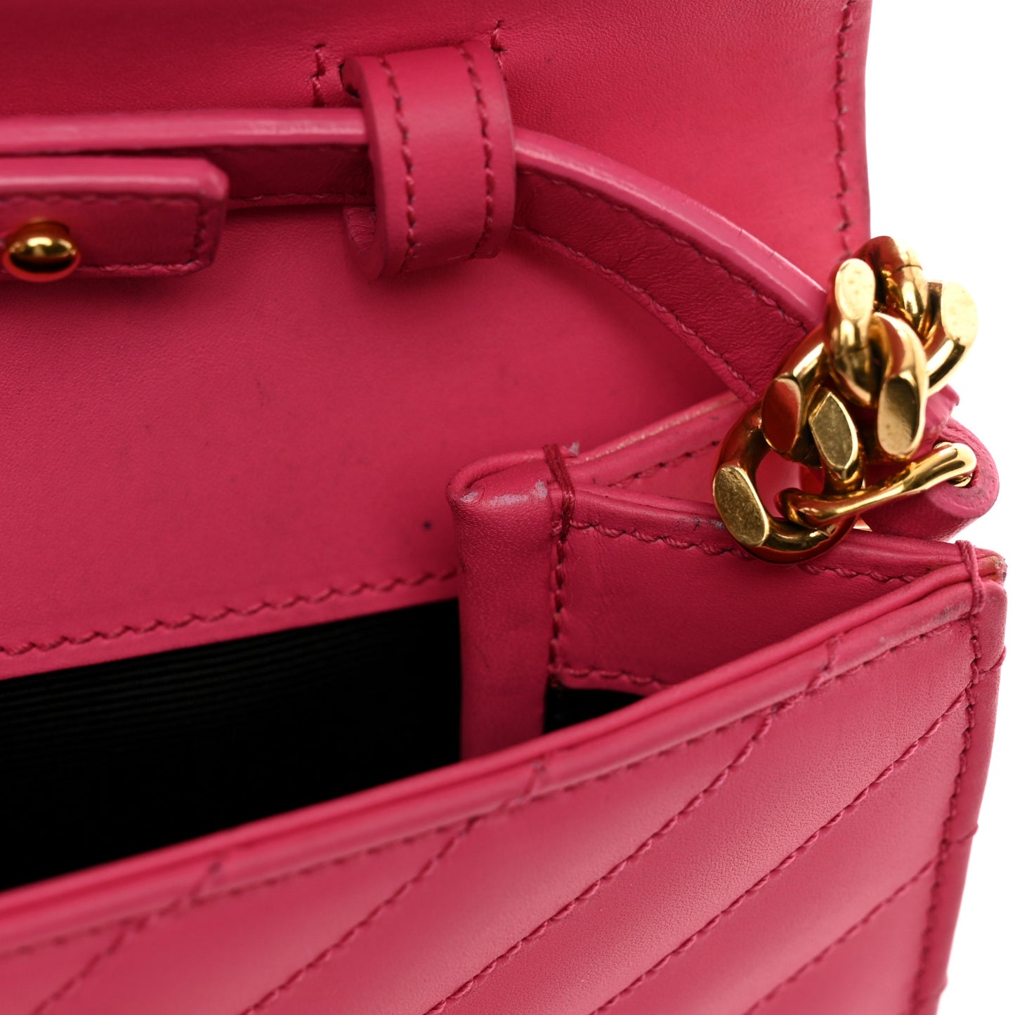 Calfskin Monogram Chevron Shoulder Bag Fuchsia