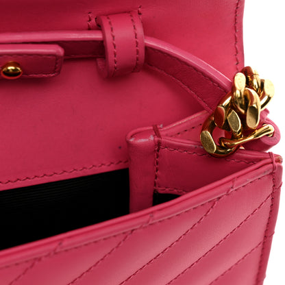 Saint Laurent Calfskin Monogram Chevron Shoulder Bag Fuchsia 12 of 13