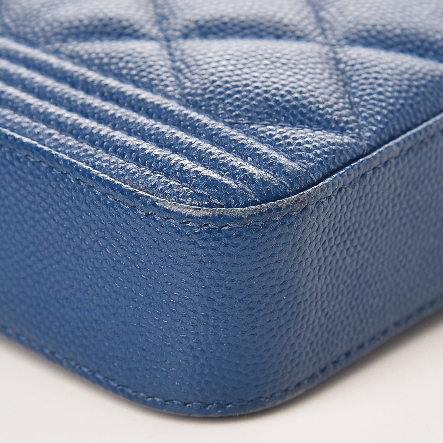 Chanel Caviar Quilted Small Boy Clutch With Chain Blue 9 of 14