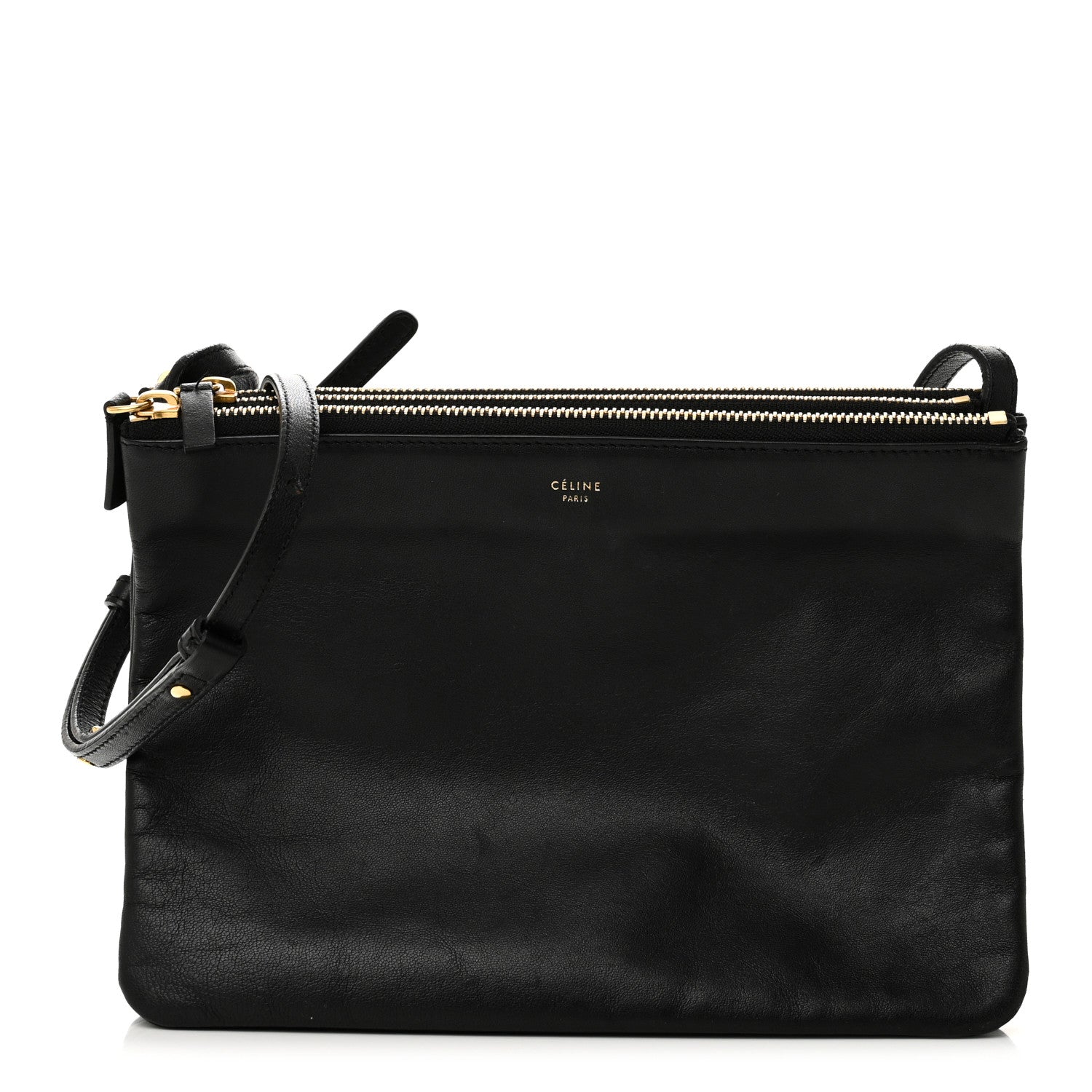 Celine Lambskin Large Trio Crossbody Bag Black 1 of 11
