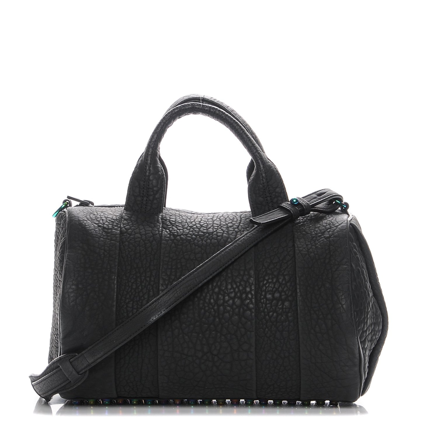 Pebbled Lambskin Rocco Matte Black Iridescent Hardware