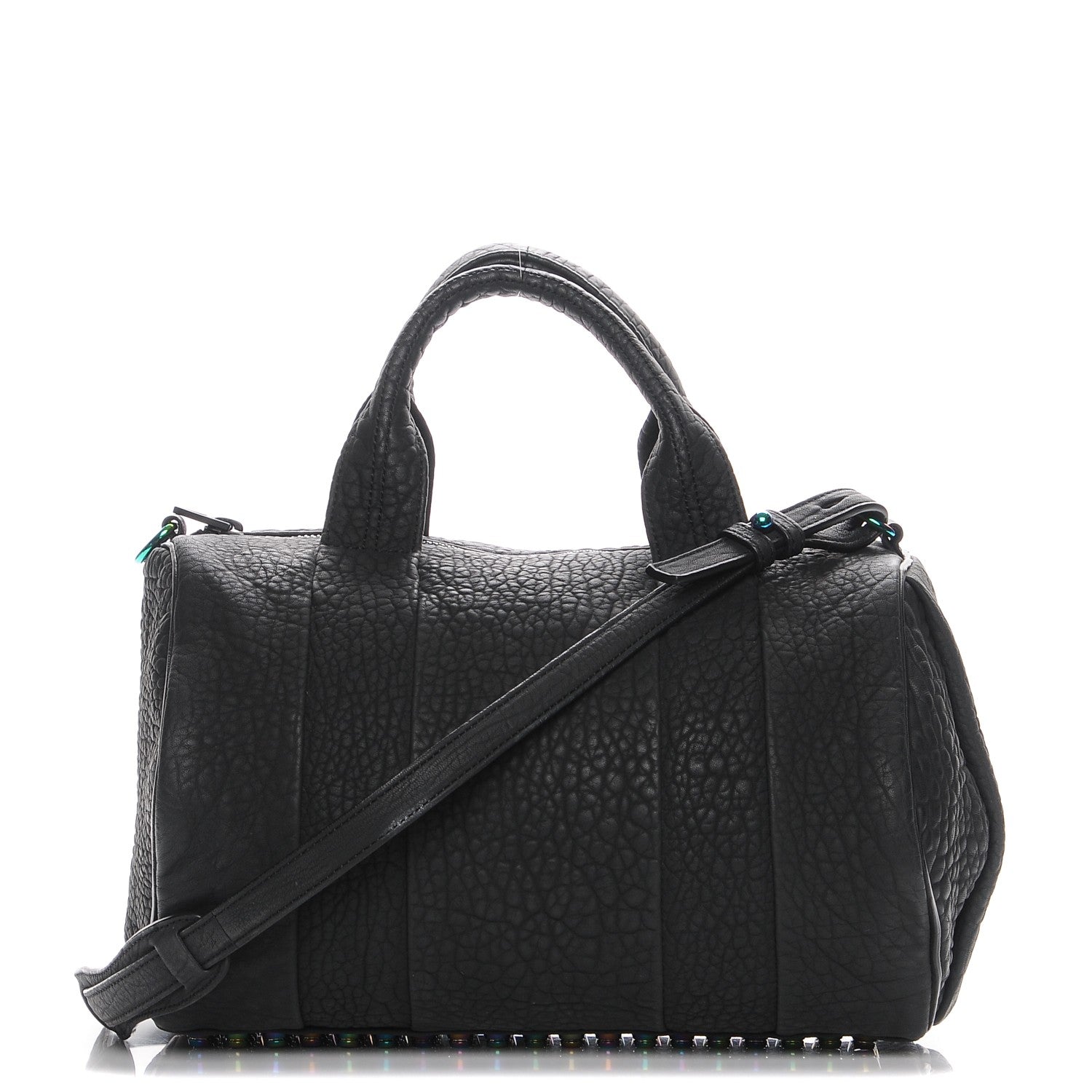 Alexander Wang Pebbled Lambskin Rocco Matte Black Iridescent Hardware 1 of 12