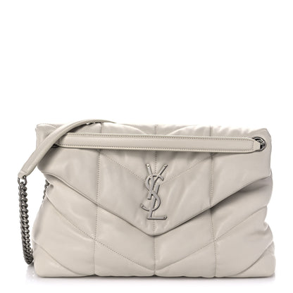 Saint Laurent Lambskin Quilted Medium Loulou Puffer Monogram Chain Satchel Crema Soft 1 of 12
