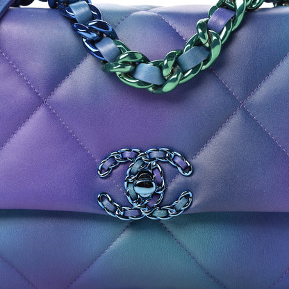 Chanel Tie Dye Calfskin Quilted Medium Chanel 19 Flap Blue Purple 10 of 10