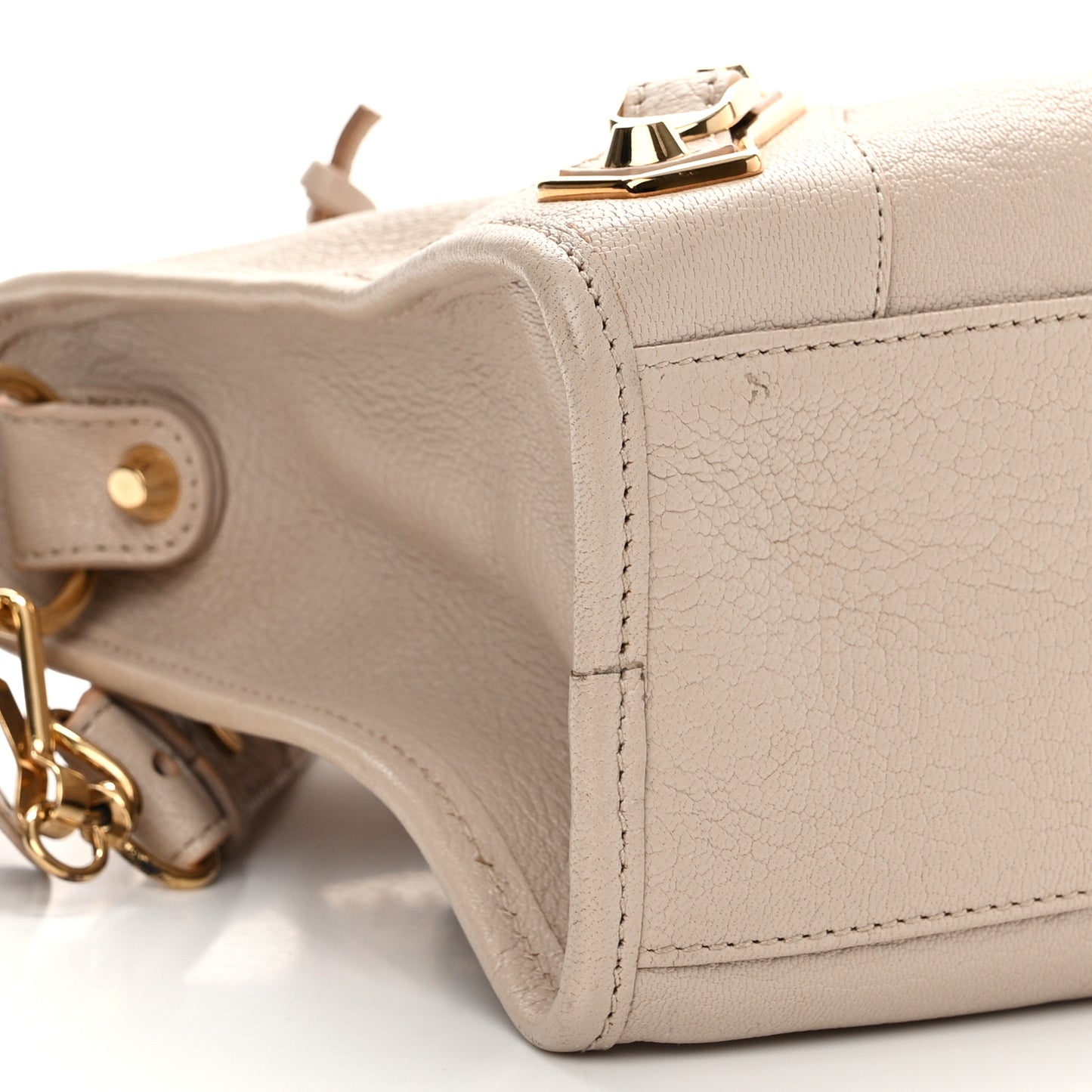 Chevre Gold Metallic Edge Hardware S City Beige Praline