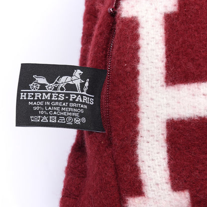 Hermes Wool Cashmere Avalon III Pillow PM Ecru Rouge 3 of 3