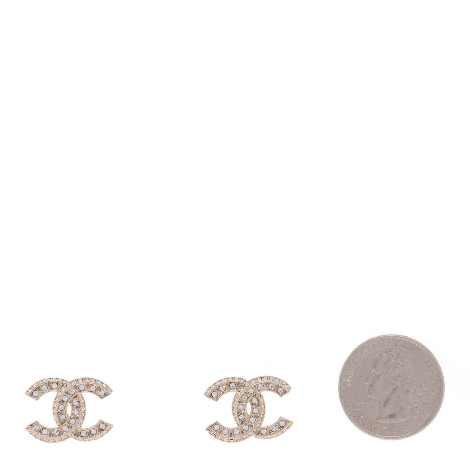 Chanel Crystal Timeless CC Earrings Light Gold 2 of 4