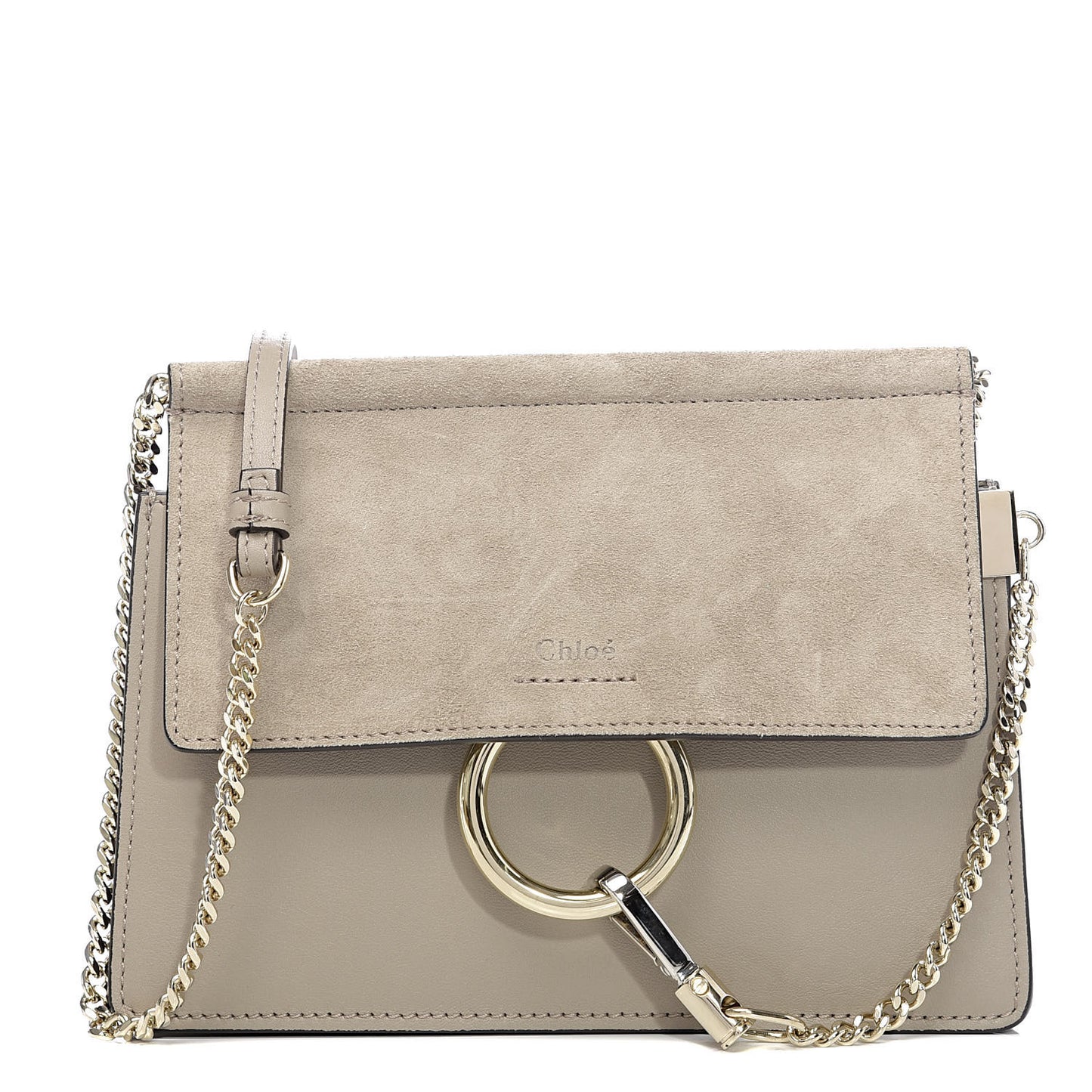 Calfskin Suede Mini Chain Faye Shoulder Bag Motty Grey