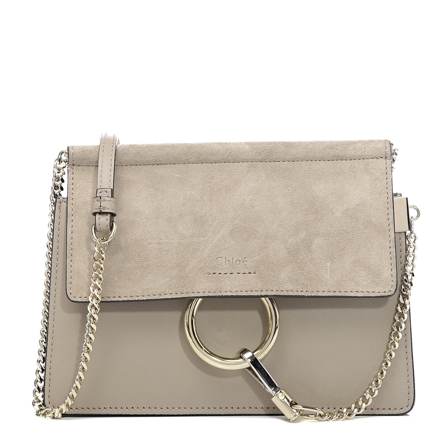 Chloe Calfskin Suede Mini Chain Faye Shoulder Bag Motty Grey 1 of 10