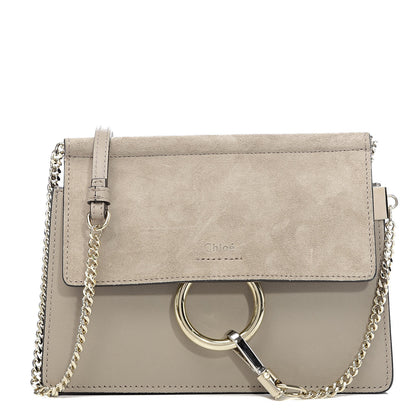 Chloe Calfskin Suede Mini Chain Faye Shoulder Bag Motty Grey 1 of 10