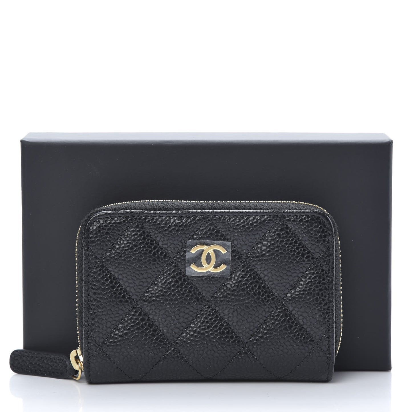 Caviar Quilted Zip Coin Purse Black