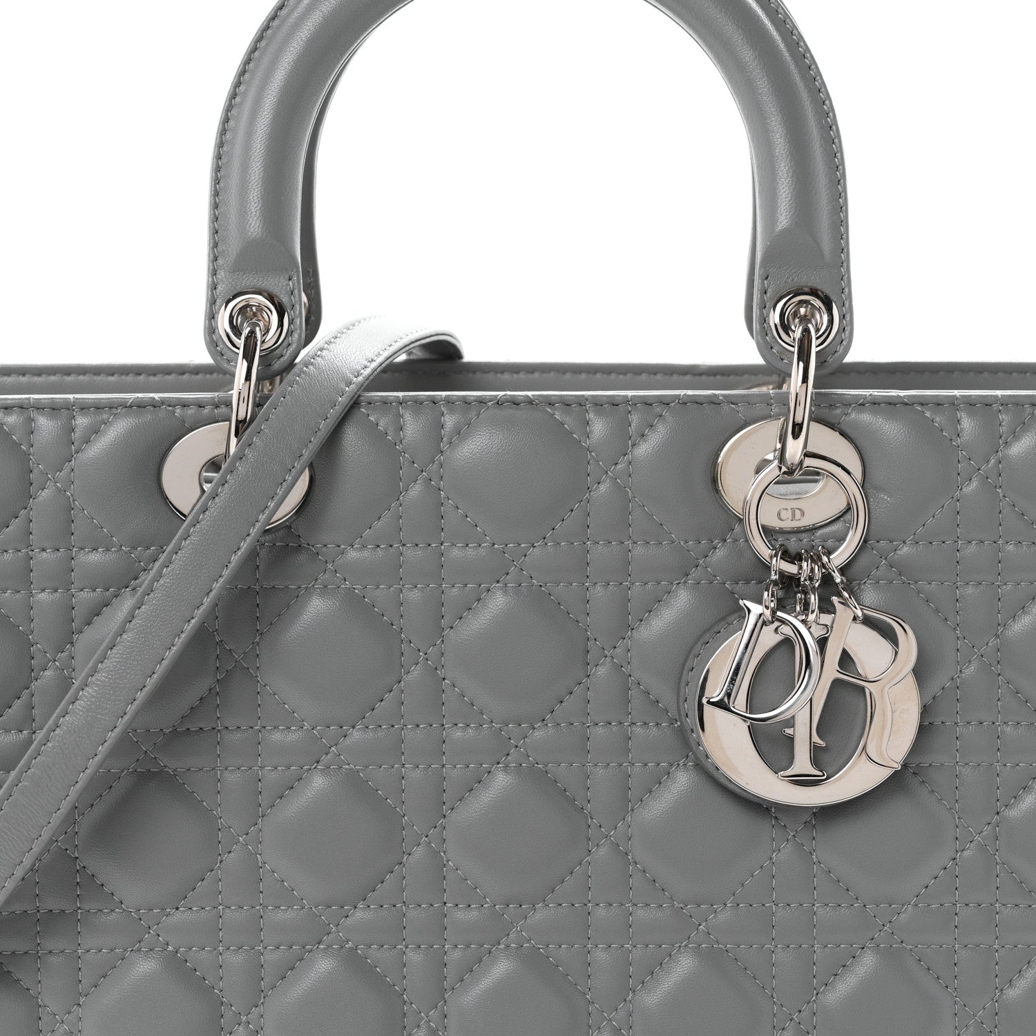 Christian Dior Lambskin Cannage Large Lady Dior Light Grey 8 of 10