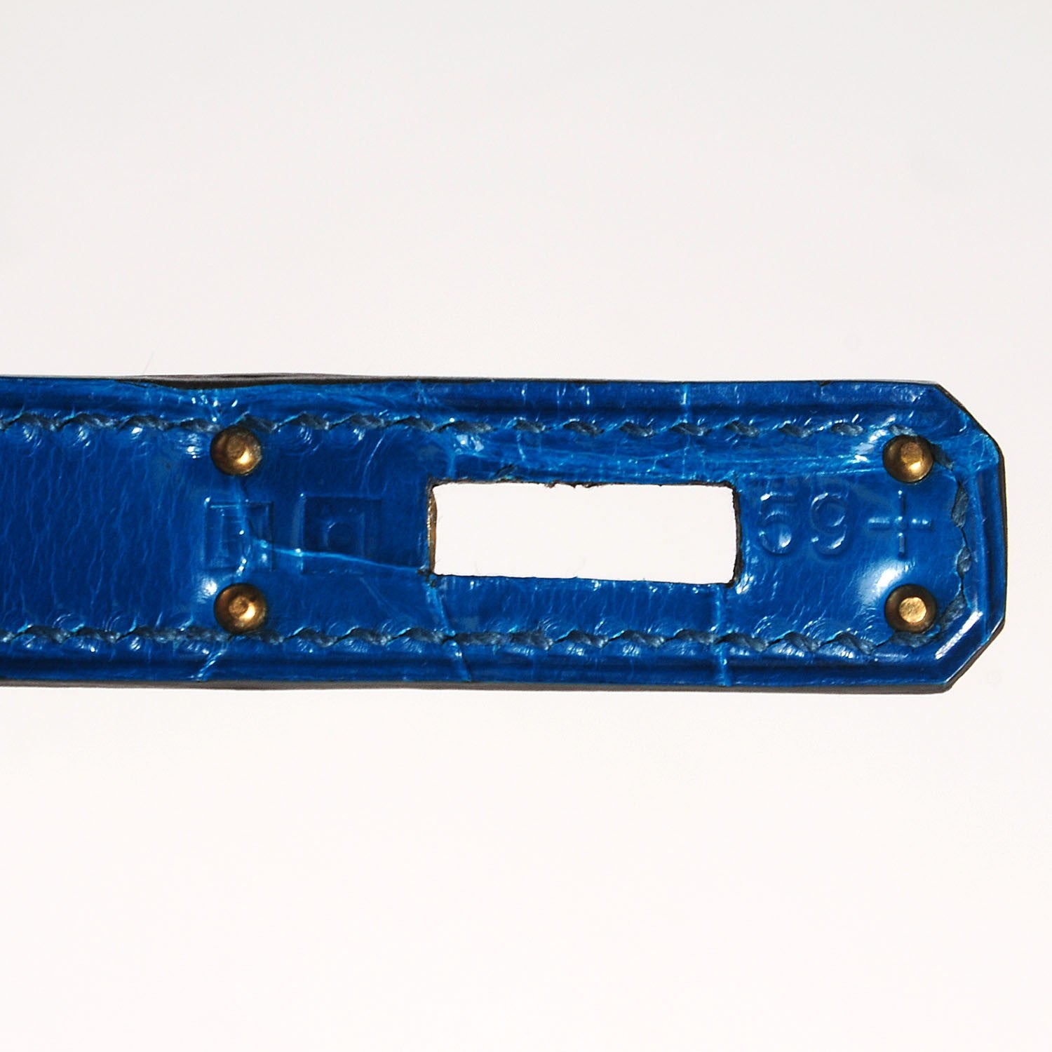 Hermes Shiny Niloticus Crocodile Kelly Cut Pochette Bleu Izmir 12 of 13