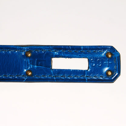 Hermes Shiny Niloticus Crocodile Kelly Cut Pochette Bleu Izmir 12 of 13