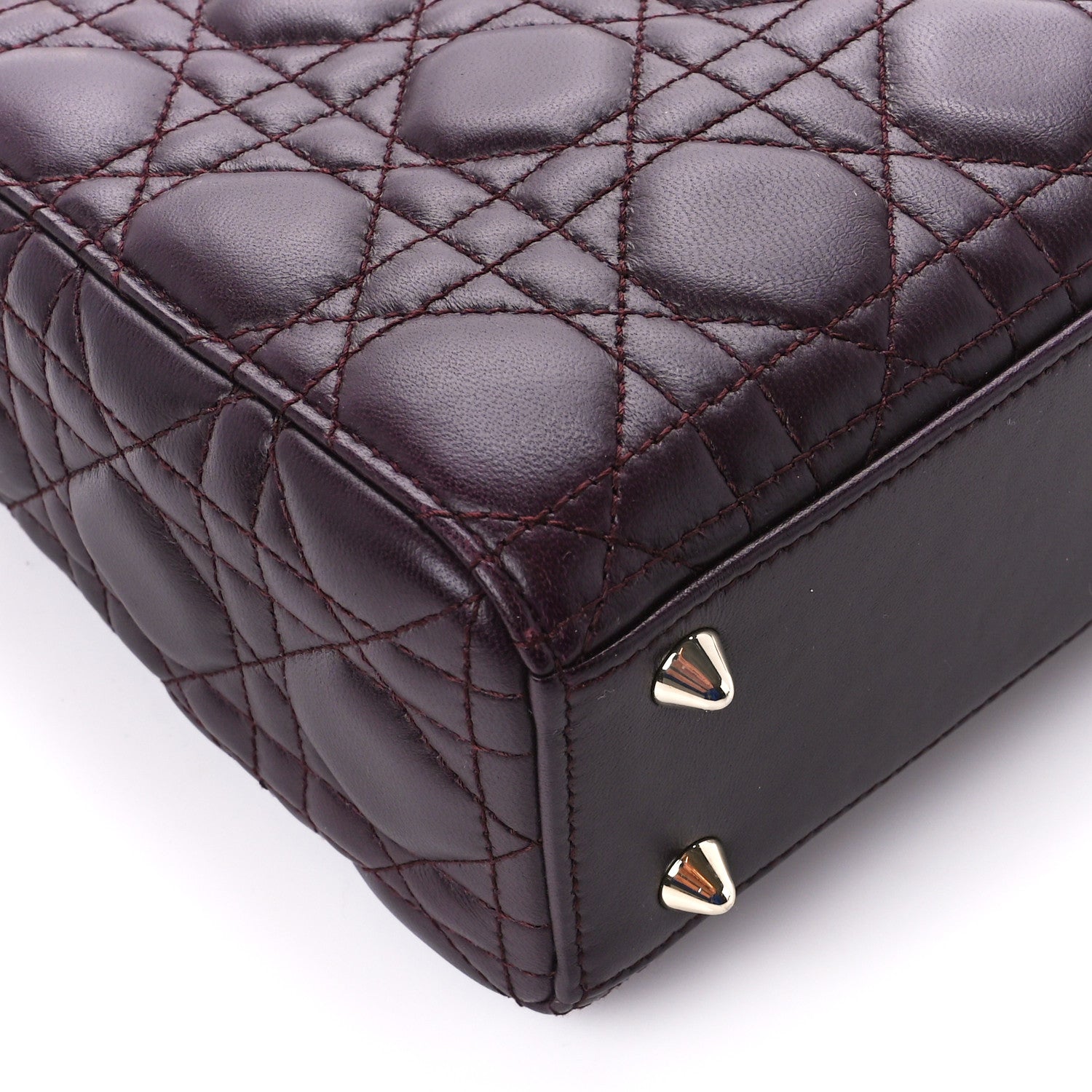Christian Dior Lambskin Cannage Small Lucky Badges My Lady Dior Plum 10 of 12
